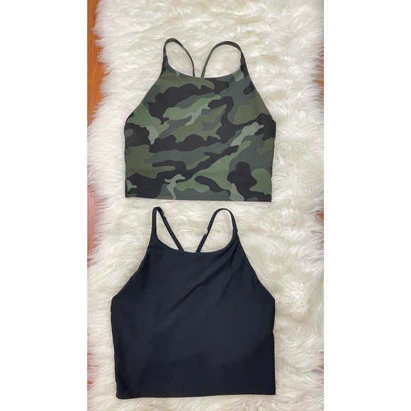 Old Navy Other - Old Navy Powersoft Longline Racerback Sports Bra Lot of 2 Black & Camo Size L